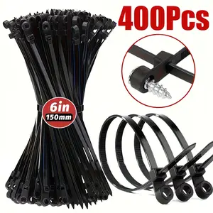 Nylon Zip Ties with Screw Holes and Metal Installation Heads, Multi-Purpose Wire Tie-Downs for Indoor Outdoor Home Use
