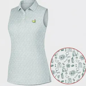 Women Sleeveless Golf Polo Shirt Masters Inspired, Augusta Green Pattern Polo, Ladies Summer Golf Outfit, Golf Shirt Gift for Female Golfer