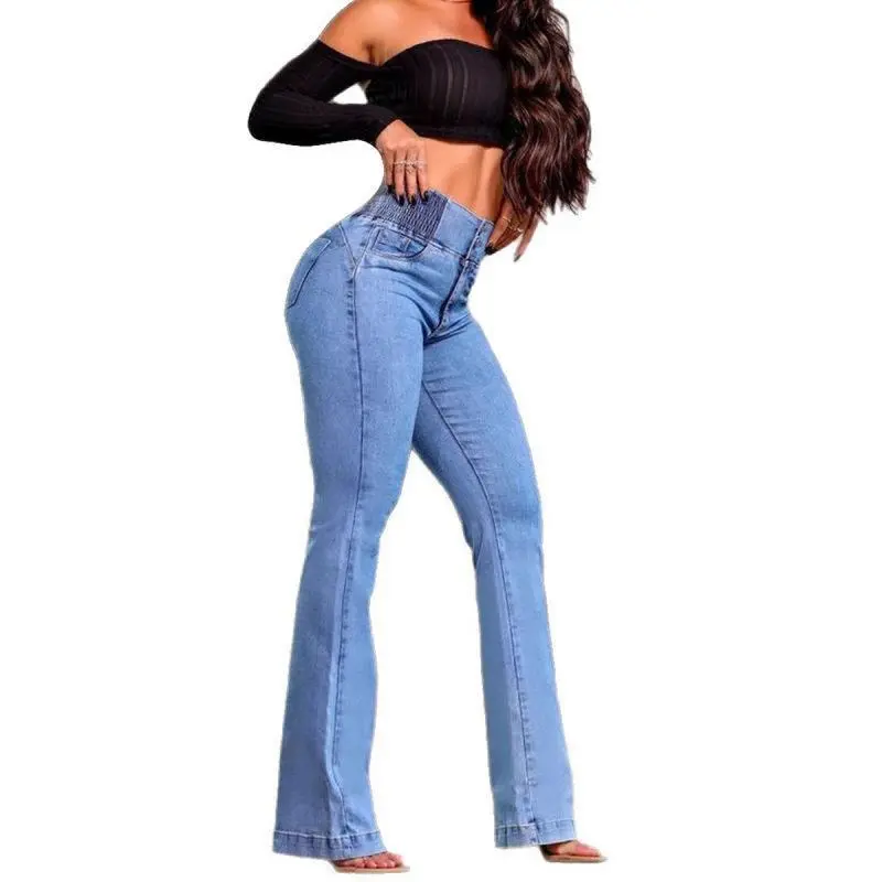 Elastic Stretch Leggings, Slightly Flared Pants, Butt-Lifting Effect, Jeans, Springtok Flared Pants, Breathable And Shaping, High-Waisted Elastic Waist, Women'S Flared Pants