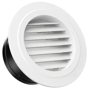HG Power Round Air Vent, 3-8 Inch ABS Louver Grille Cover with Built-in Screen Mesh, White Soffit Vent for Bathroom Office Kitchen Ventilation - Opening Size 5.66"
