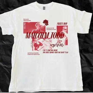 Malcolm Todd Inspired Indie Pop Collage Tee Red Lyric Graphic Shirt Unisex