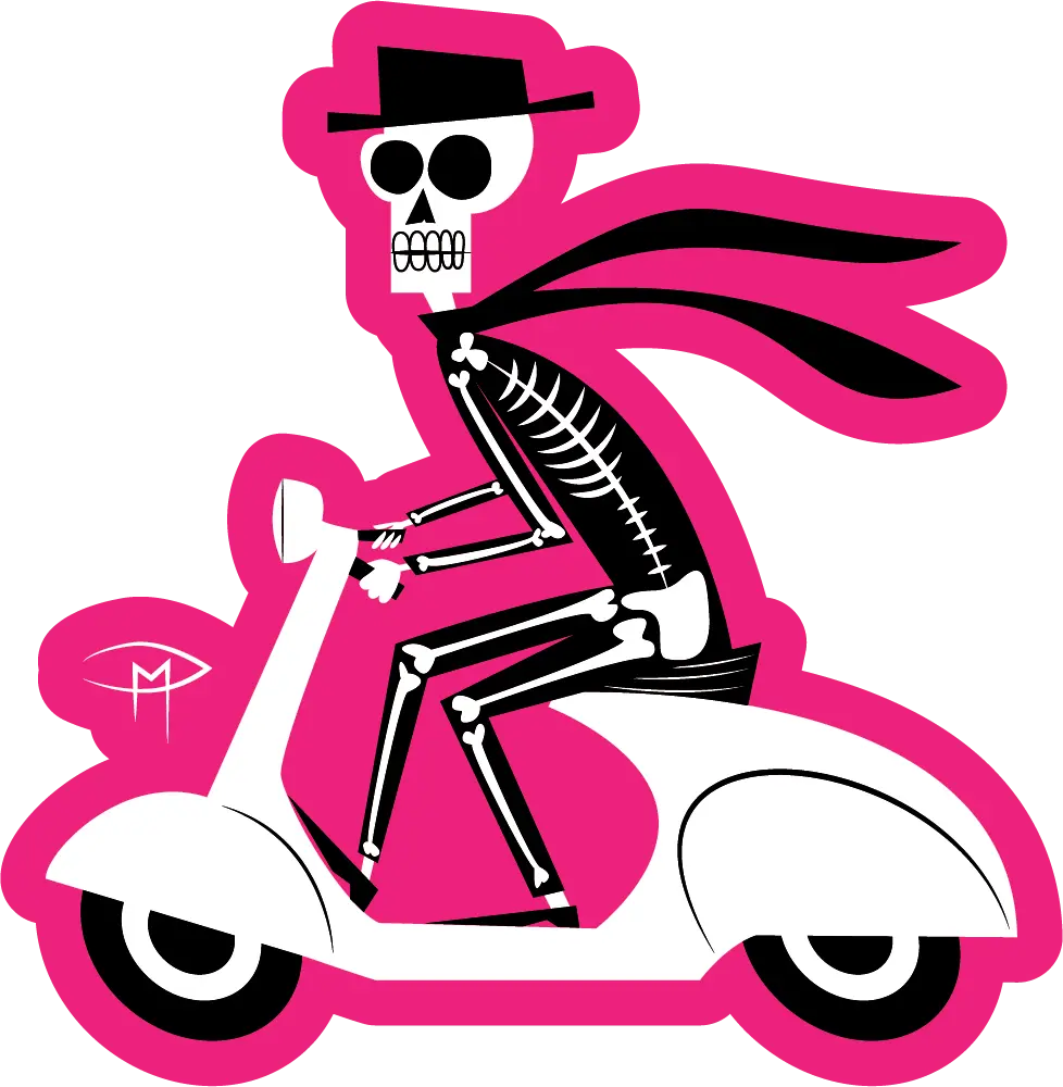 Skele On A Vespa Sticker