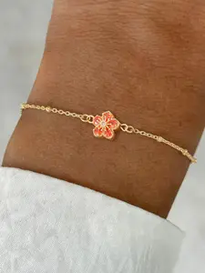 Women's Elegant Stainless Steel Bracelet, Artificial Crystal Five-Petal Flower Design, Fashionable All-Season Accessory
