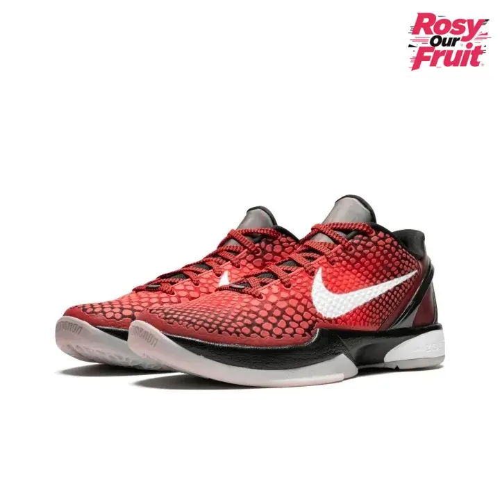 Vivid Red Breathable Scale Knit Ball Trainers Raised White Side Graphic Shiny Black Heel Trim Shock Absorb Dual Tone Translucent Rubber Outsole Gym Casual Footwear