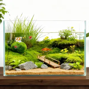 2.7 Gallon Glass Fish Tank Ultra Clear Rectangular for Betta Fish Shrimp Mini Desktop Aquarium with Easy to Clean Design for Goldfish Snails