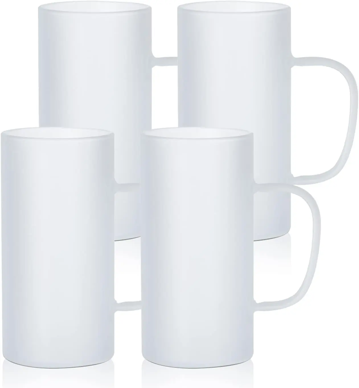 22 oz 650 ml Sublimation Glass Blanks Frosted Beer Mugs with Handle, 4-Pack for Mug Press Machine, UV DTF HTV DIY Projects, Father's Day/Thanksgiving Gifts for Friends