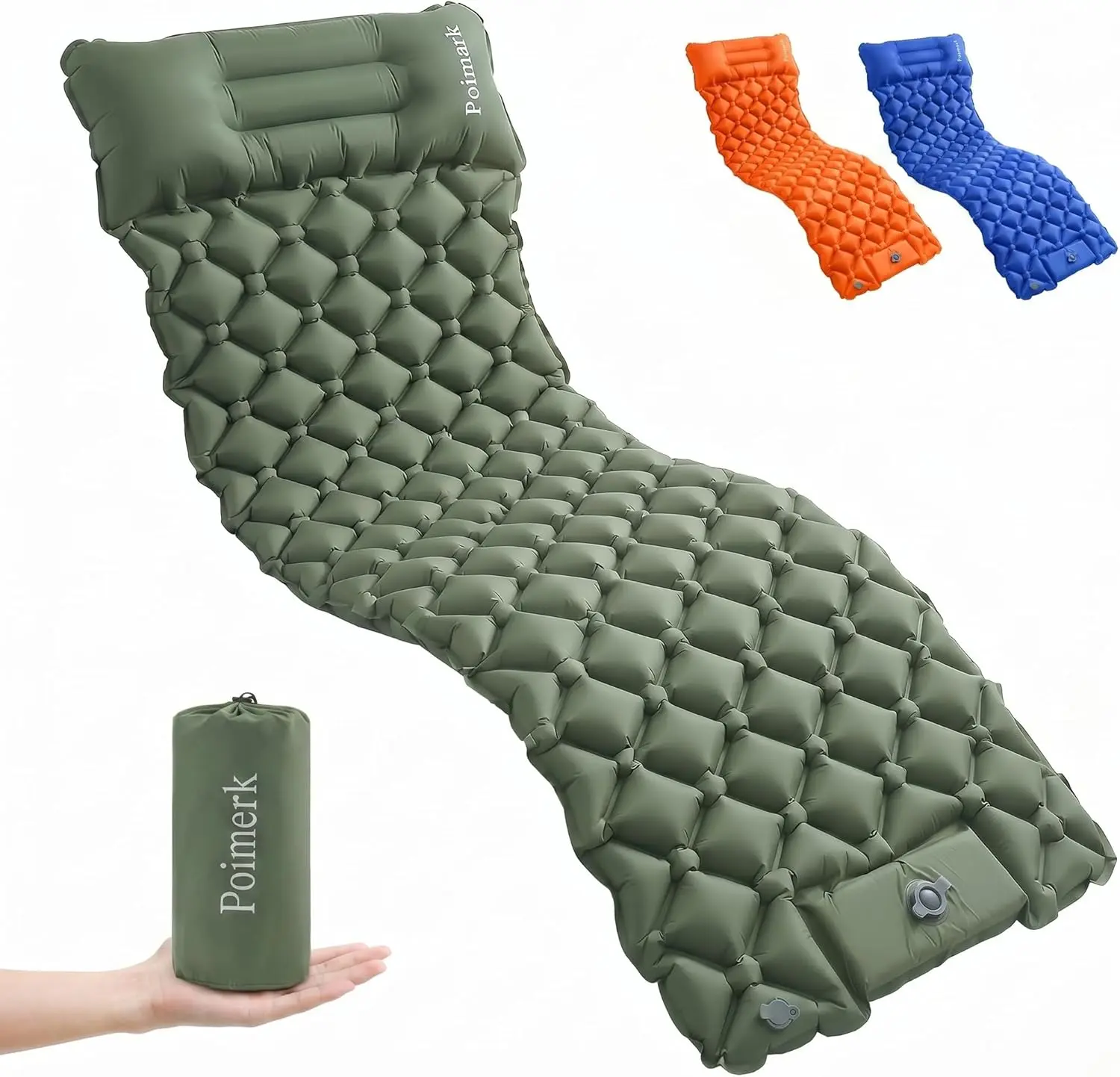 Ultralight Camping Sleeping Pad Mat, Compact Air Mattress for Backpacking| .lb Lightweight,packs ."x",s foot pump,D nylon waterproof tear-proof,two connect twin,for hike travel w/ pillows