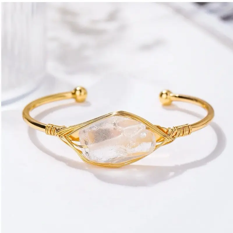 Copper-Wrapped Selenite Crystal Bracelet