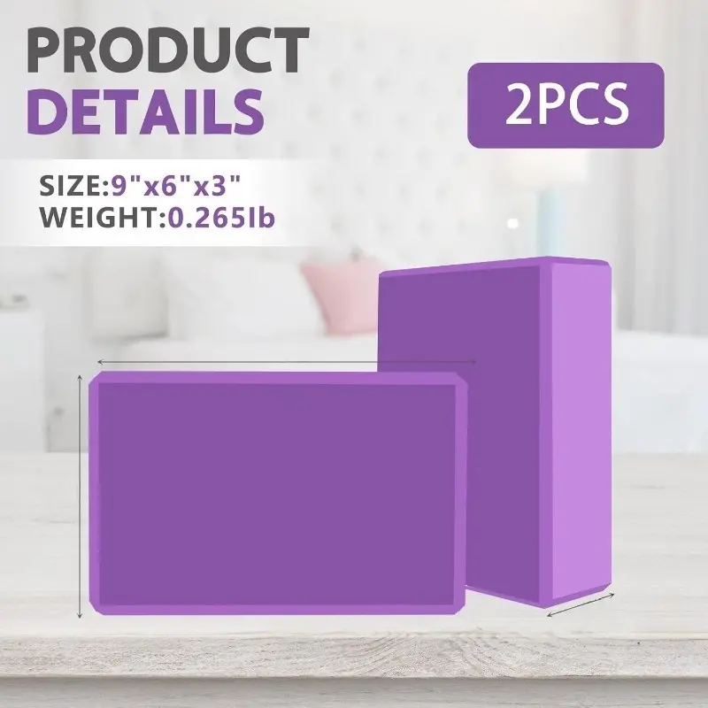 Professional Yoga Bricks Set, High-Density Eva Lightweight Material, Stable Support Blocks for Pilates Stretching, Home Gym Essential, Yoga Equipment