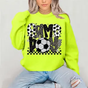 Soccer Game Day Crewneck Sweatshirt Gildan Everyday Style Super Soft Unisex Fit Streetwear Graphic Top warm Christmas Gift for her Womenswear Casual Printed Long Sleeved sports mom