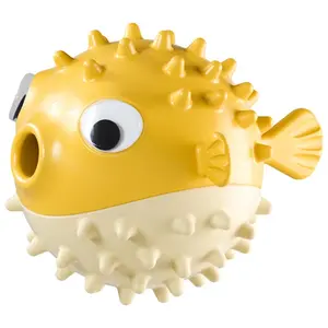 Dog Sound Toy Bouncing Fish Stress Relief Teeth Cleaning Treat Ball Chihuahua Bite Resistant Chew Training Ball Pet Supplies