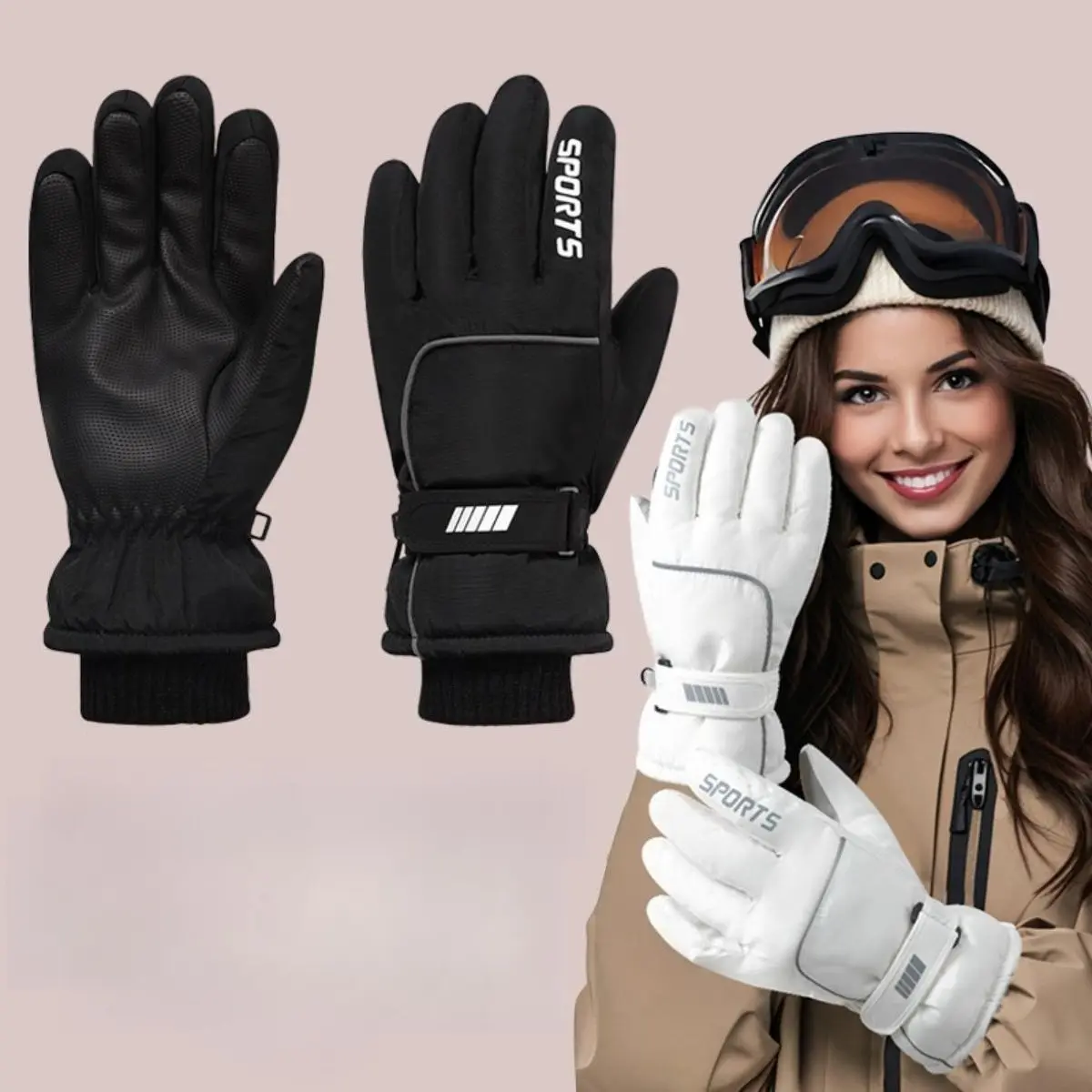 Adults' Multi-Sport Thermal Gloves, Waterproof with Advanced Thermal Insulation, Touchscreen Compatible, Flexible Grip for Skiing, Motorcycle Riding, Everyday Driving, Thermal Wear