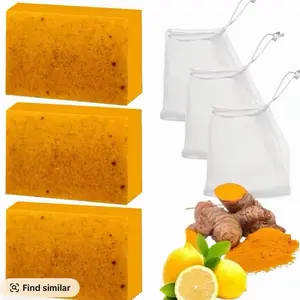 Mrs Marthe Turmeric Soap Lemon Turmeric 3pcs Gentle Dark Spot Remover for Face Acne Cleanser Cream Cleansing Turmeric Soap Face Facial Skincare Radiant Comfort