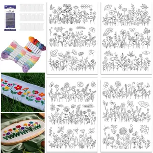 Water-Soluble Embroidery Stabilizer Sheets, Dandelion Daisy Pattern Non-Woven Fabric, Handmade Floral Design, Ideal for Sewing Projects