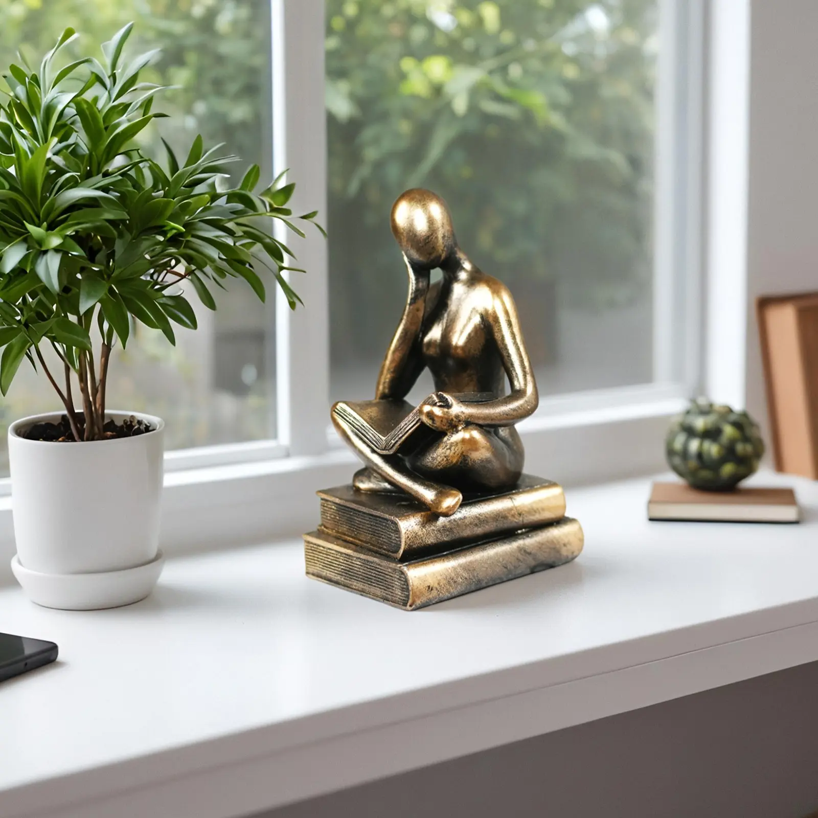 Abstract Reading Figure Decorative Figurine, Statue Figurines, Decorative Statues, Resin Figurine Statue, Home & Office Decoration Accessories, Christmas Gift Idea, Desktop Statue, Decorative Sculpture, Modern Decor, Minimalist Design