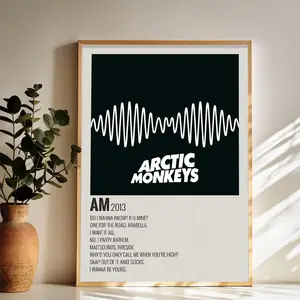 Arctic Monkeys AM Album Highlights Wall Art Vintage Black and White Art Posters Funky Aesthetic Canvas Prints Retro Bar Cart Decor for Bar Bedroom
