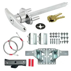 Garage Spring Latch Set with Cables, Plates Outside T-Handle with Keys