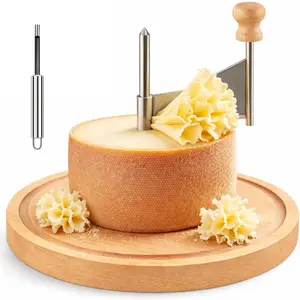Cheese Curl Maker Stainless Steel – Manual Cheese & Chocolate Shaver with Wooden Handle – Perfect for Party Boards & Home Entertaining