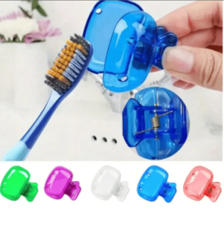 Toothbrush Protectors - 5-Color Multi-Pack Auto-Snap Ventilated Cover Clips, 1-Handed Easy Open Dust Caps for Manual & Electric Brushes, Bathroom Organization Tool for Family Use & Travel Toiletry toothbrush holder