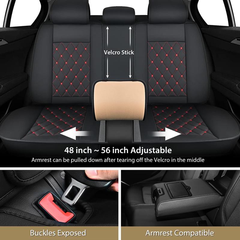 Nilight 5 Car Seat Covers Waterproof Faux Leather Cushions Anti-Slip Universal Fit for 5 Passenger Cars Hyundai Kia Civic Corolla Honda Accord Camry CR-V Fusion SUV Truck, Black+Red Interior Design Automotive  dealsforyoudays