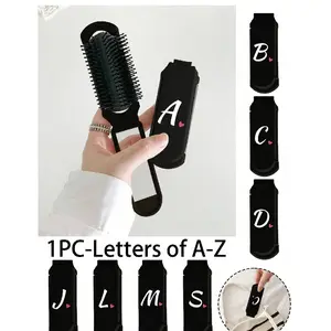 Two-In-One Foldable Hair Makeup Mirror, Portable Desktop Beauty Tool, 180° Folding Comb with Mirror, Hair Grooming Brush, Detangling Hair Brush, Ideal for Travel