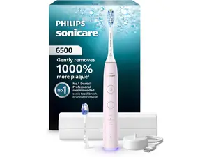 Philips Sonicare 6500 Series Electric Toothbrush - Next-Generation Sonicare Technology, Pressure Sensor, 9 Brushing Settings, SmarTimer, BrushPacer, 21-day Runtime, Travel Case, Light Pink, HX7412/05