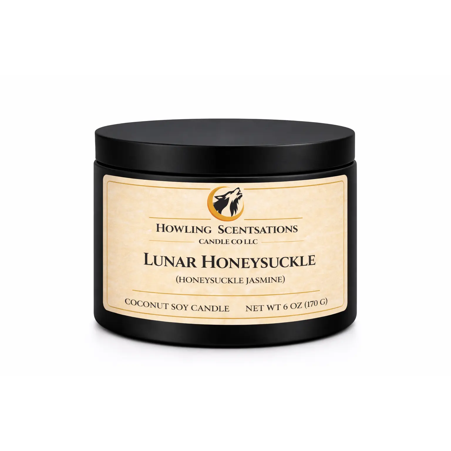 Lunar Honeysuckle – 6 oz Coconut Soy Candle (Honeysuckle & Jasmine Candle)