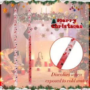 20 PCS Reusable Straws Biodegradable Paper, Durable Long Color Changing Cold Sensitive Christmas Theme Straws for Smoothie, Travel, Reusable Drinking Straws
