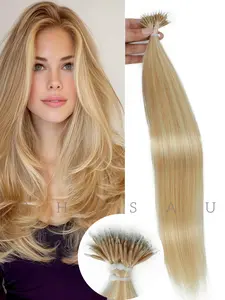 50 Strands Micro Beads Hair Extensions, Natural Straight Hair for Women, Add Volume&Length, Blonde Brown Black European Hair, 30g Micro Beads Link Hair Extension