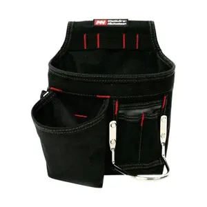 212 MAIN Mcguire Nicholas 23020-Q Quad Design Compact Mini Carpenter Tool Pouch, Black Tool Bag Organizer with Belt Loop Straps, Metal Clips, Multiple Pockets