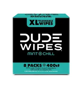 DUDE XL Flushable Wipes, Mint Chill, 8 ct., 400 wipes