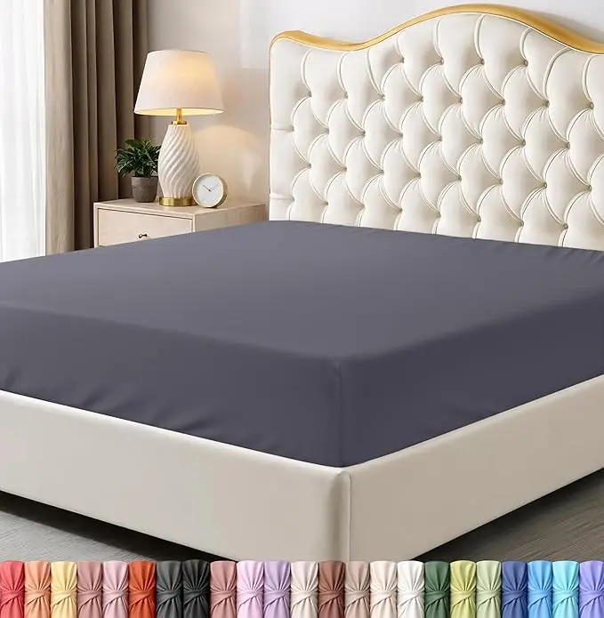 Queen Fitted Bottom Sheet - Deep Pocket, Soft Microfiber, Wrinkle Resistant, Breathable, Durable, Shrinkage & Fade Resistant, Easy Care - 1 Fitted Sheet Only