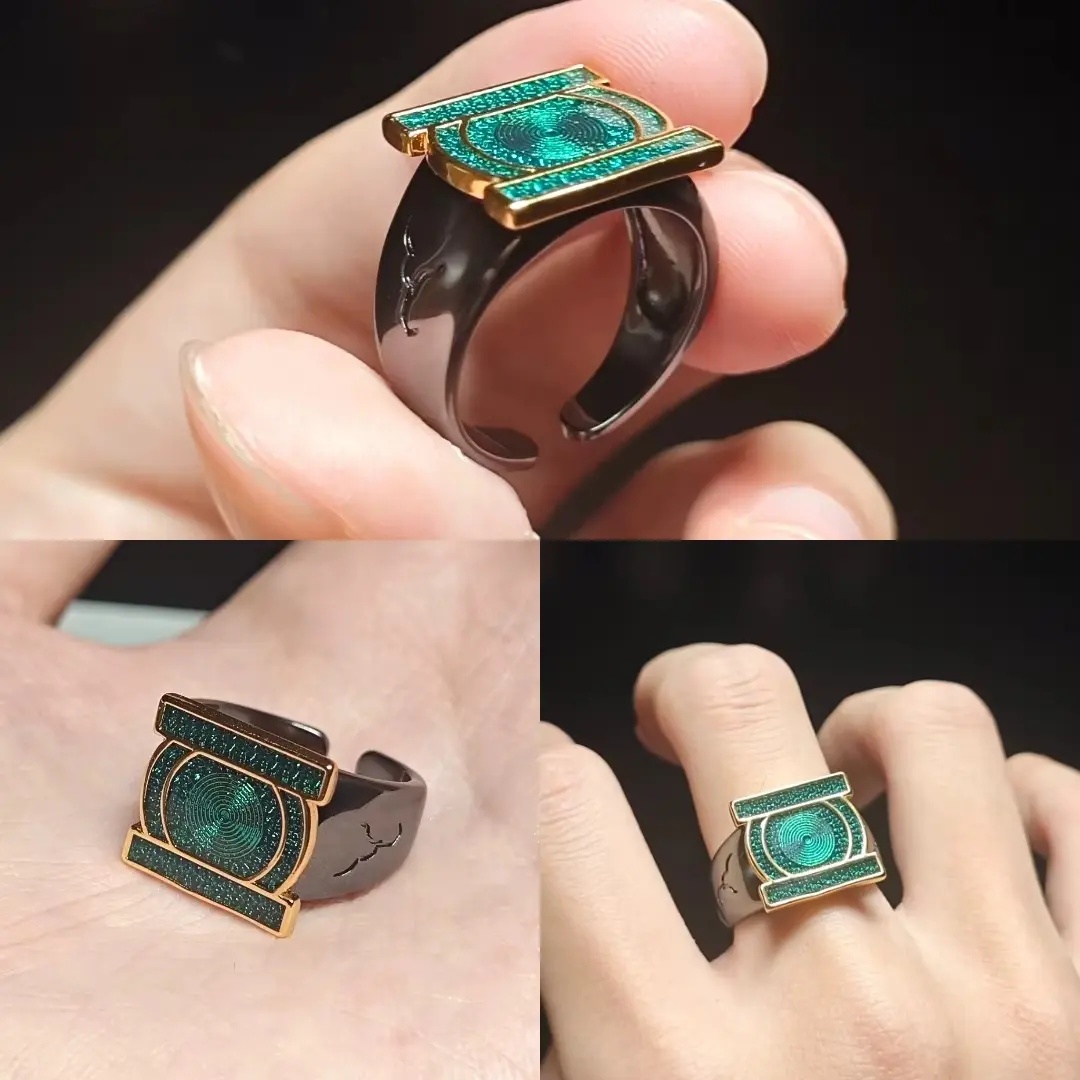 2026 Green Lanterns Ring John Stewart Adjustable Open Band Ring Halloween Cosplay Props Accessory Toy Collection Figure
