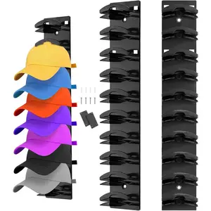 Baseball Hat Organizer Wall Rack 2 Pack, Dual Installation Adhesive/Screws, Rust-Proof ABS Material, Large Capacity Cap Holder for Closet Door, Bedroom & Dorm Use