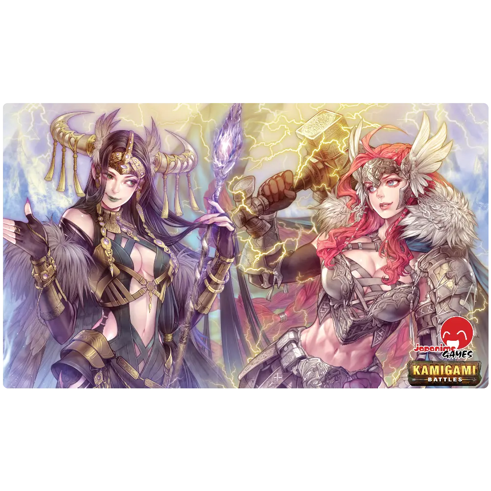 Kamigami Battles Premium Standard Playmat - Loki and Thor 24.25″ X 14.25″ High-Quality Mousepad-Like Material for Deckbuilder and CCG Collection