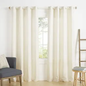 EXCLUSIVE HOME Finesse Branch Print Grommet Top Curtain Panel Pair, 54"x96", Ivory