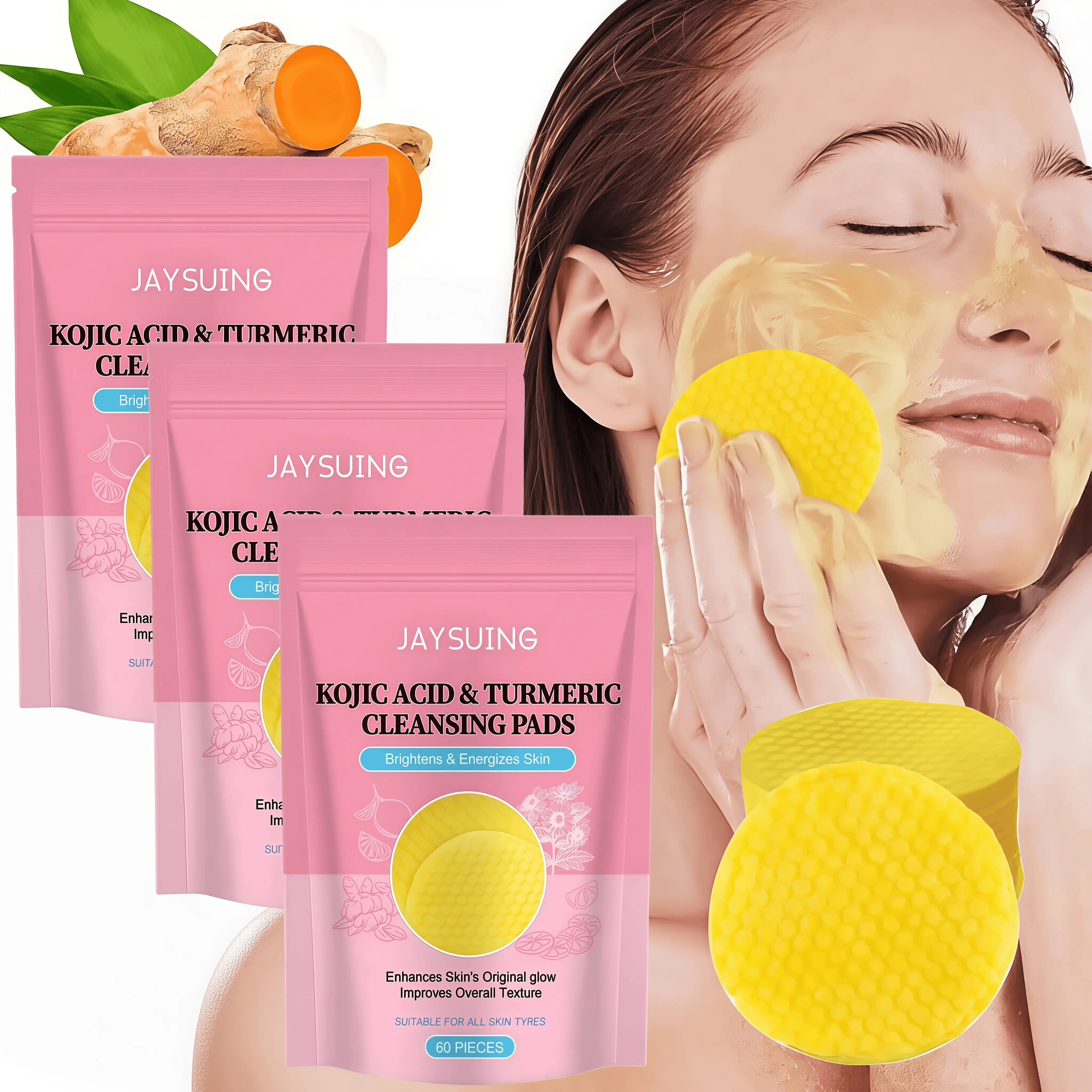 180 turmeric cotton pads with salicylic acid, gentle facial cleansing cotton pads for pre-makeup care, boxed cotton pads for deep cleansing and hydration, suitable for all skin types, Mother’s Day gift