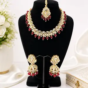 Lightweight Necklace with Jhumki Earrings & Tikka Set – Elegant Ethnic Jewelry