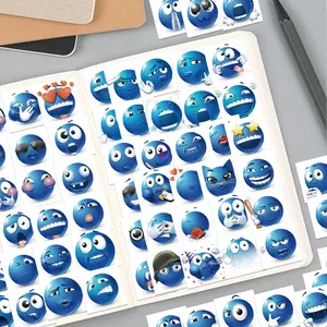 62 Blue Bean Abstract Emoji Stickers, Sticker Decals, Suitable for Scrapbooks, Diaries, Laptops, Water Bottles, Cars, and Other Faith-based Designs; Gifts with Positive Messages.