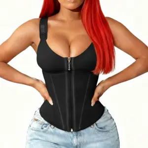 Waist Shapewear For Women Full Body Fajacolombiana Postparto Girdle Workout Plus Size Adjustable Shoulder Strap Fajas Colombianas Tummy Control Full-Figure faja wear Shaper with Zipper Crotch double layer crop top Compression Shorts corset