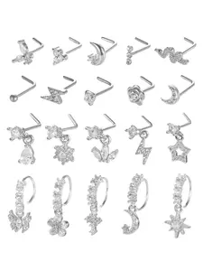 Women's Elegant Rhinestone Decorated Nose Ring, Nose Ring Jewelry, Nose Piercing Jewelry, Exquisite Trendy Nose Studs & Hoops, Chic Body Jewelry for Party & Daily Decor