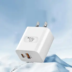 40W Dual Ports USB Charger, Type C Fast Charging Phone Charger, Dual Ports USB Charging Adapter for iPhone 15 Samsung Xiaomi Huawei, PD Wall Charger