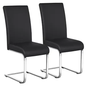 Yaheetech Dining Chairs Set of 2 Faux Leather Chairs with Metal Legs Modern Kitchen Chairs for Kitchen Dining Room Restaurant
