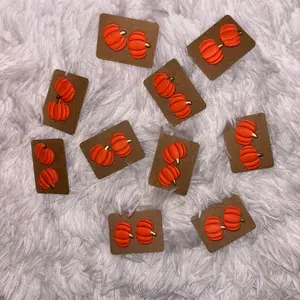 Orange polymer clay earrings