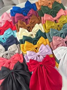6pcs Random Color Women's Bow Hair Clips, Long 36cm Silk Bow Hair Accessories, Elegant Fashionable Gift for Parties All Seasons, Flower Hair Clips