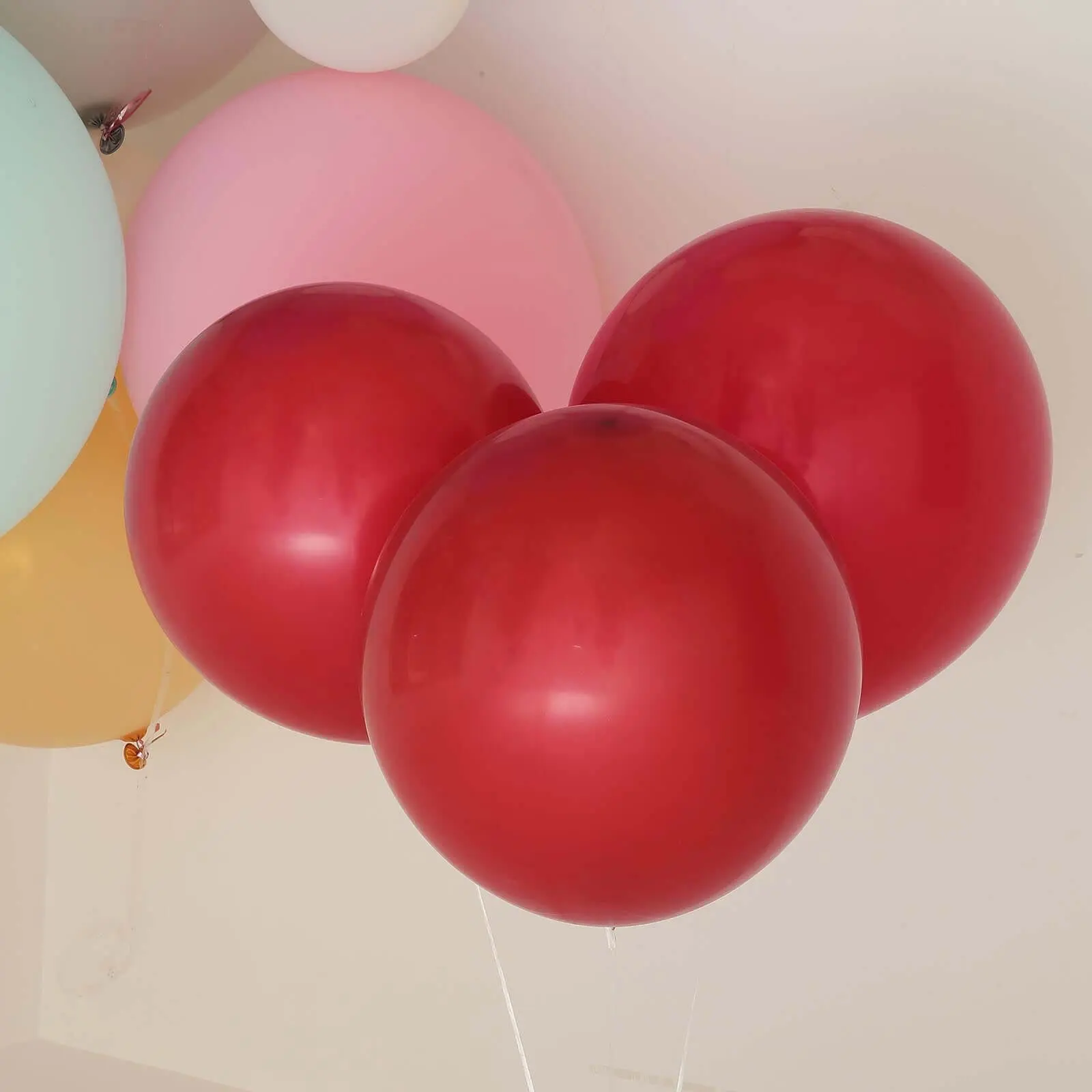 10-Pack 18" Matte Pastel Burgundy Latex Blow Up Balloons, Helium or Air Compatible for Happy Birthday Decoration, Hanging & Balloon Decor
