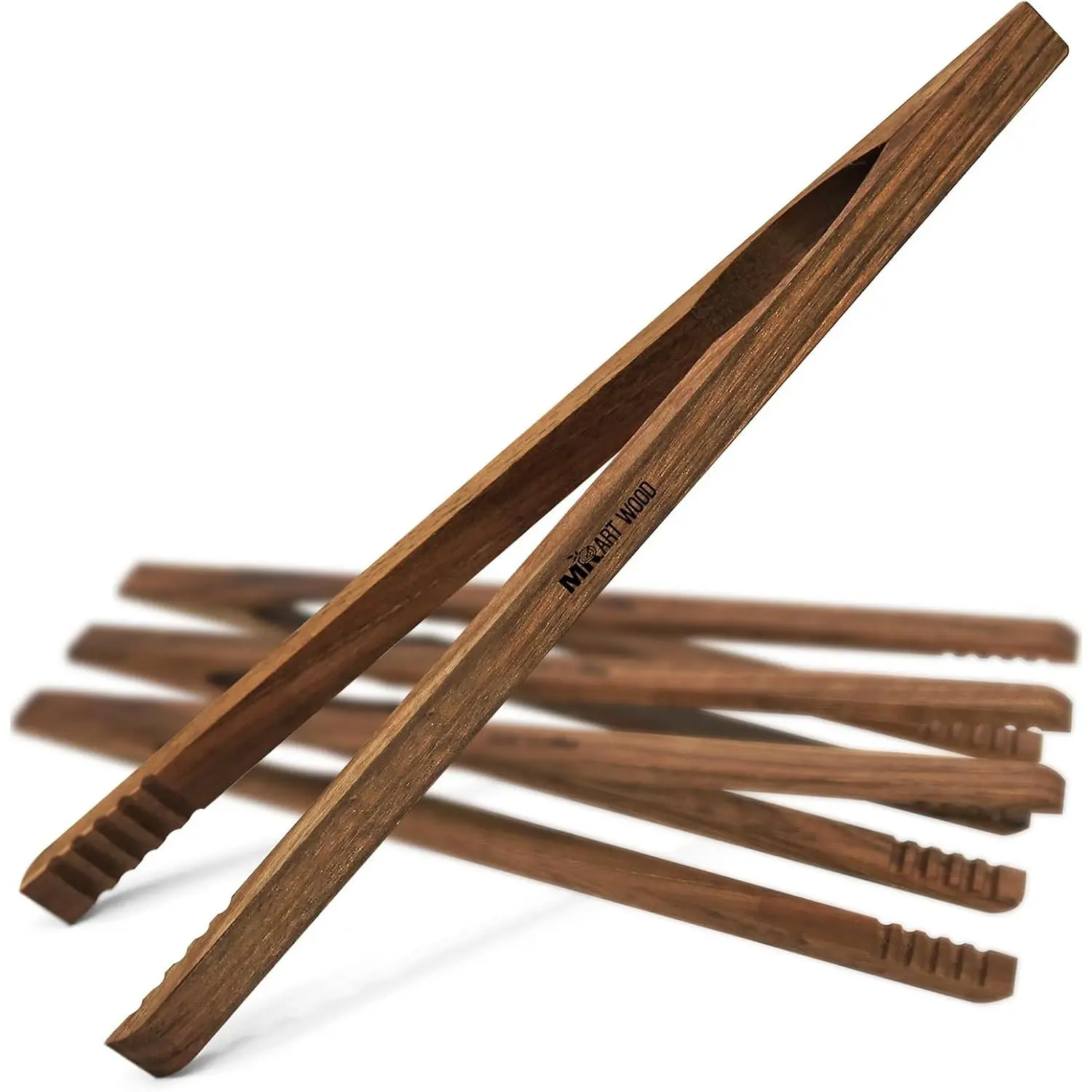 Dark Wood Toaster Tongs Set of 4 – 10 Inch Kitchen Tongs for Toast, BBQ, Cooking & Serving | Premium Dark Hardwood | Stronger & More Durable Than Bamboo Tongs