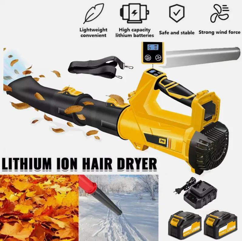 Cordless Leaf Blower - 6-Speed, 540CFM, 170MPH, 2×6.0Ah Batteries, Adjustable, Lightweight Handheld Portable Blower, 21000r/min, 1×Shoulder Strap, 4-Hour Charge, for Precision Lawn Care (Sports & Outdoor Protective Gear Accessory), Lightweight Handheld Bl