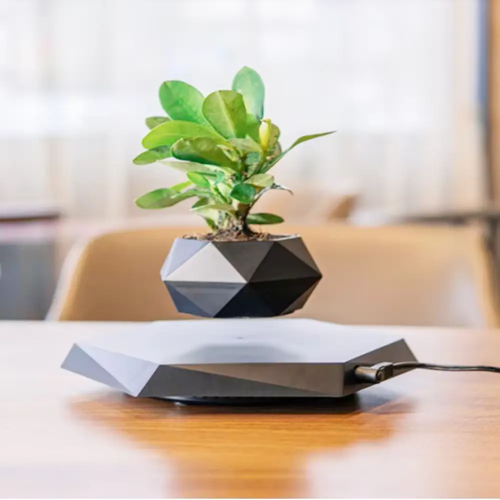 Levitating Air Bonsai Pot Rotation Flower Pot Planters Magnetic Suspension Floating Pot Potted Plant Home without Plants Zoeydam
