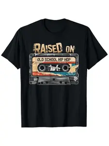 Vintage Hip Hop Tape Pattern Long T-Shirt, Fitted, Fashion Street Style, Streetwear, Comfortable Cotton Fabric, Essential for Rap Culture Lovers, Daily Wear & Parties